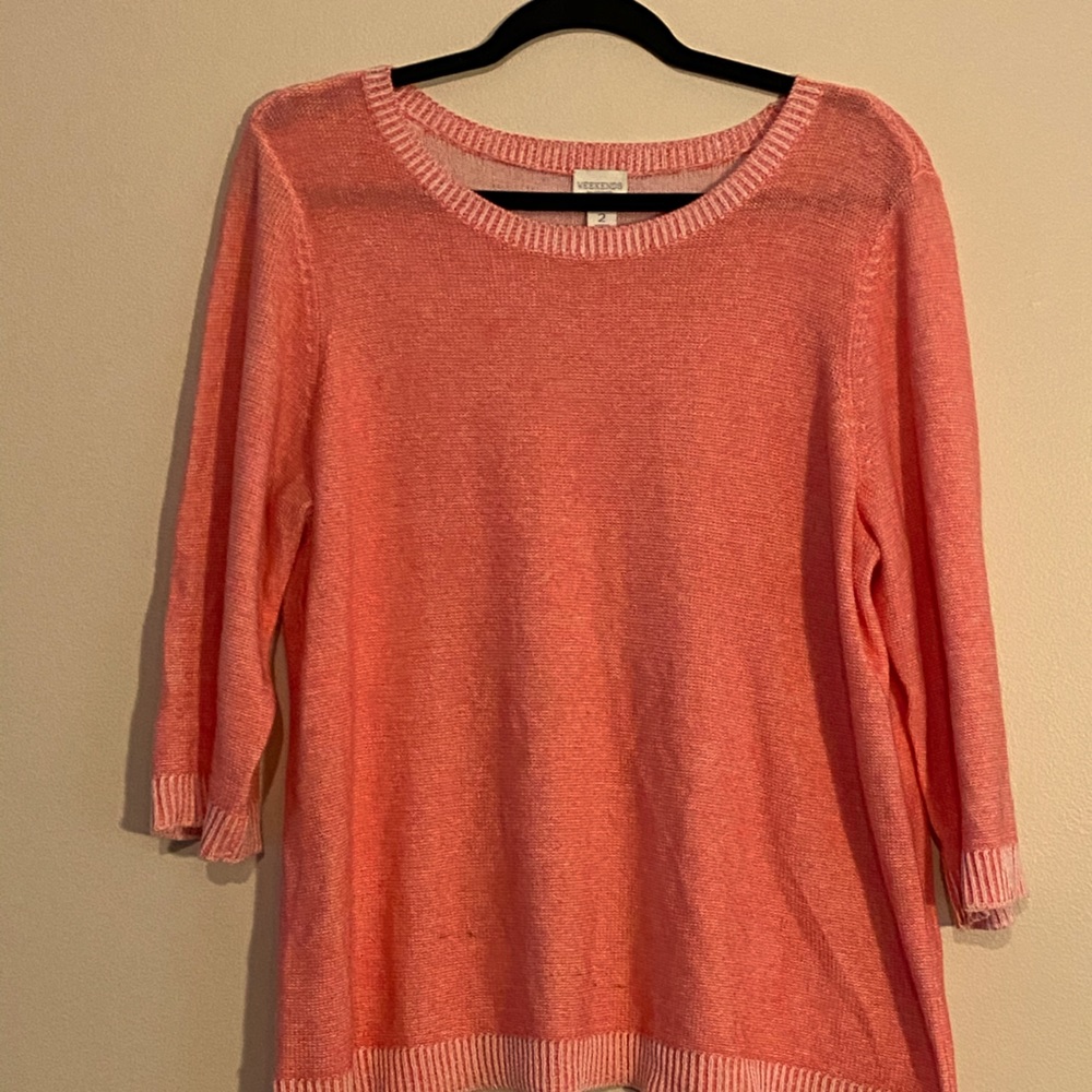 Chico’s salmon sweater, 3/4 sleeves, size 2(L/12)